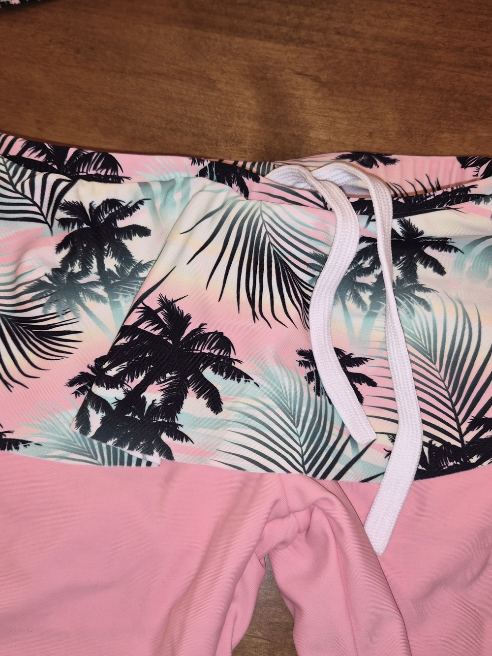 Girls' Coral Tropical Palm Long-Sleeve Rashguard 2 piece Swimsuit Set Sz 4/ 4T - Picture 3 of 11
